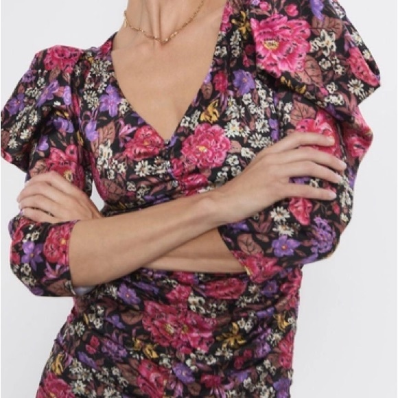 Zara draped satin floral dress M - Picture 5 of 5